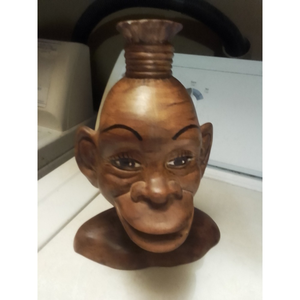 Vintage 1967 Ceramic African Sculpture Bust 10" X 7"